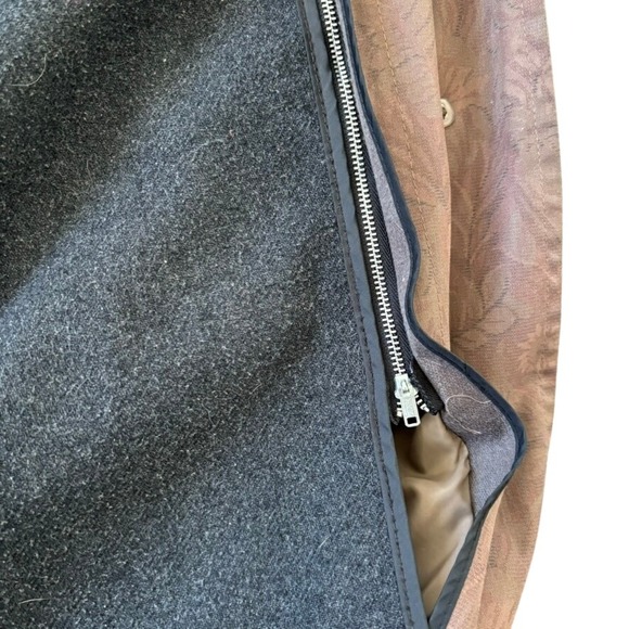 Vintage London Fog Waterproof Floral Trench Coat Sz 12P Beige Wool Lined - Picture 12 of 12